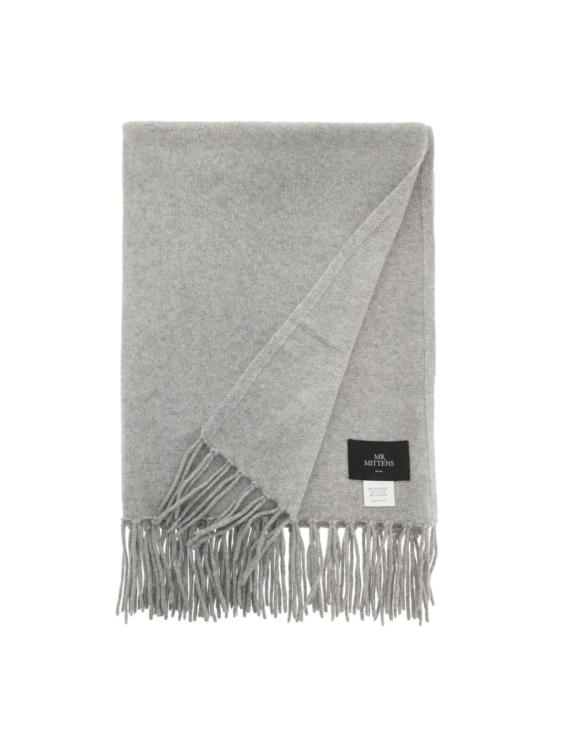 Olivia Raccoon Fringed Throw