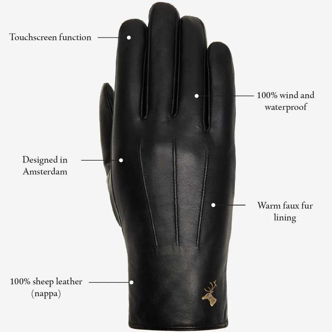 Olivia – sheepskin gloves with luxurious faux fur lining & touchscreen feature