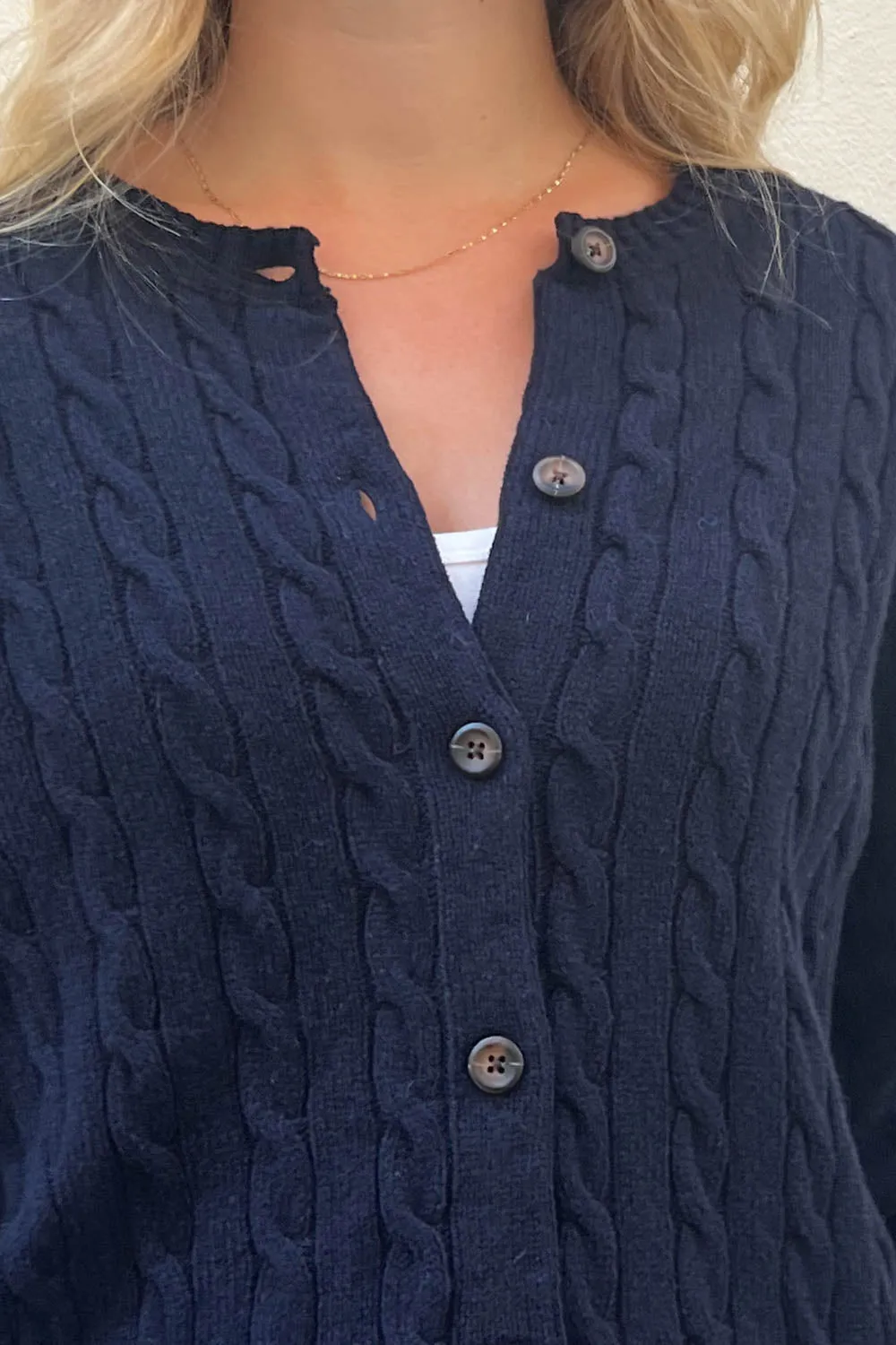 Olsen Wool Cable Knit Cardigan