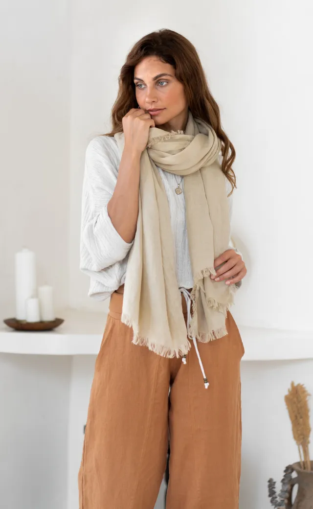 Omari Linen Scarf Stone