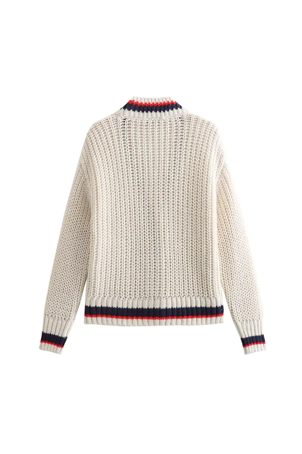 'Patty' Contrast Cable-knit Cardigan