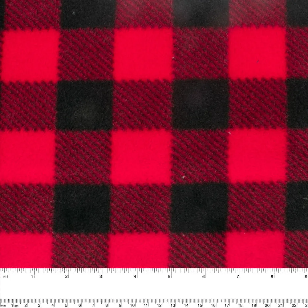 PLAID Bonded to Chenille - Buffalo plaid - Red