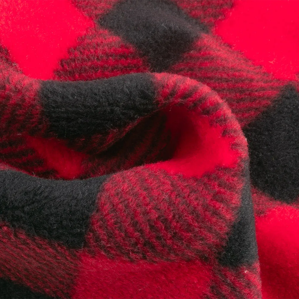 PLAID Bonded to Chenille - Buffalo plaid - Red