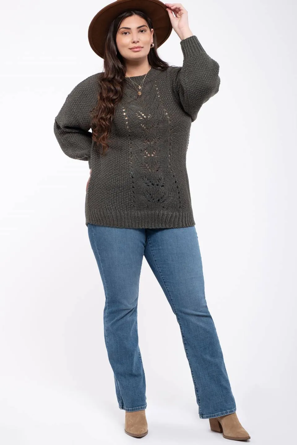 PLUS CABLE KNIT SWEATER