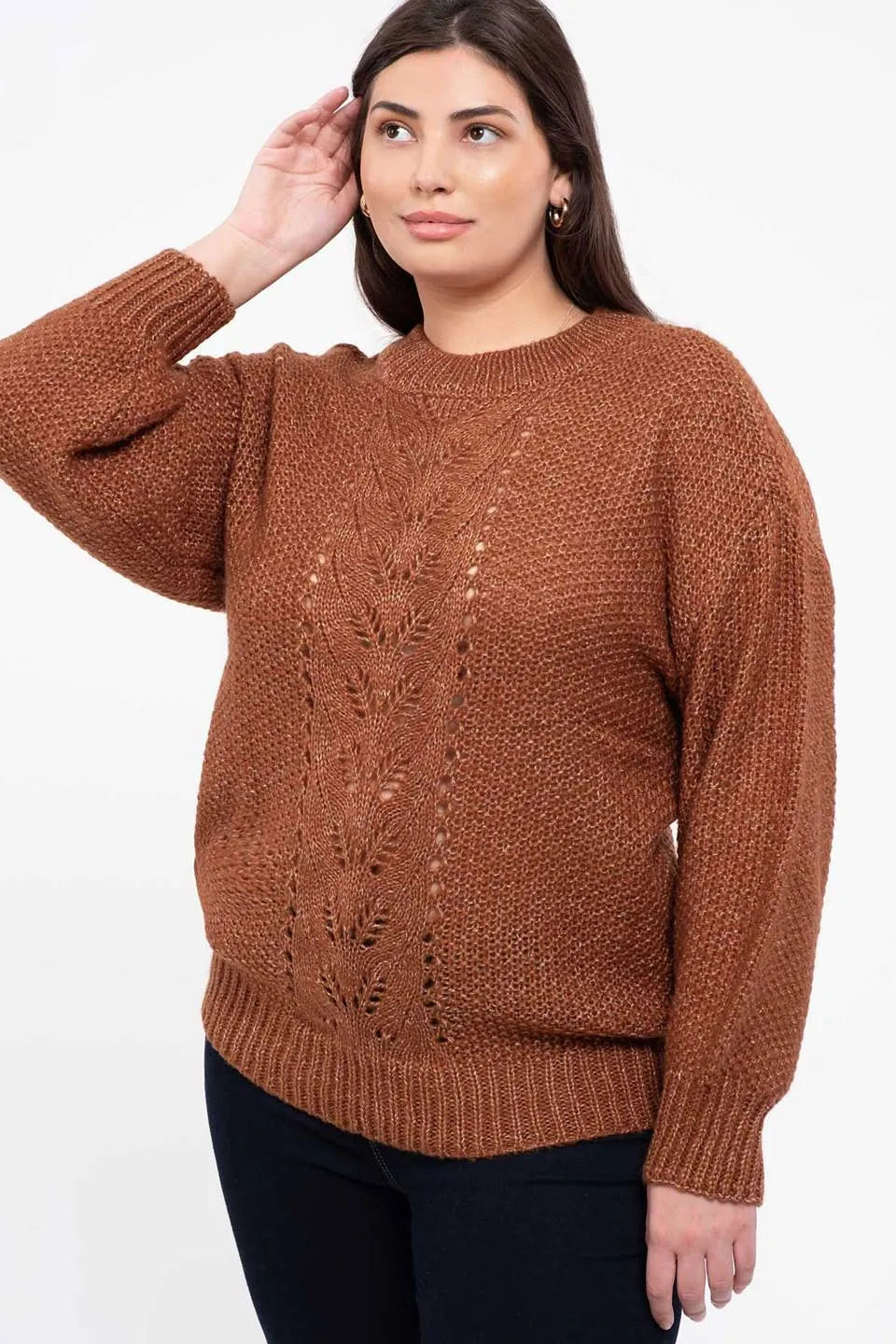 PLUS CABLE KNIT SWEATER