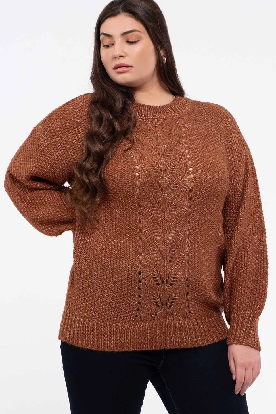 PLUS CABLE KNIT SWEATER