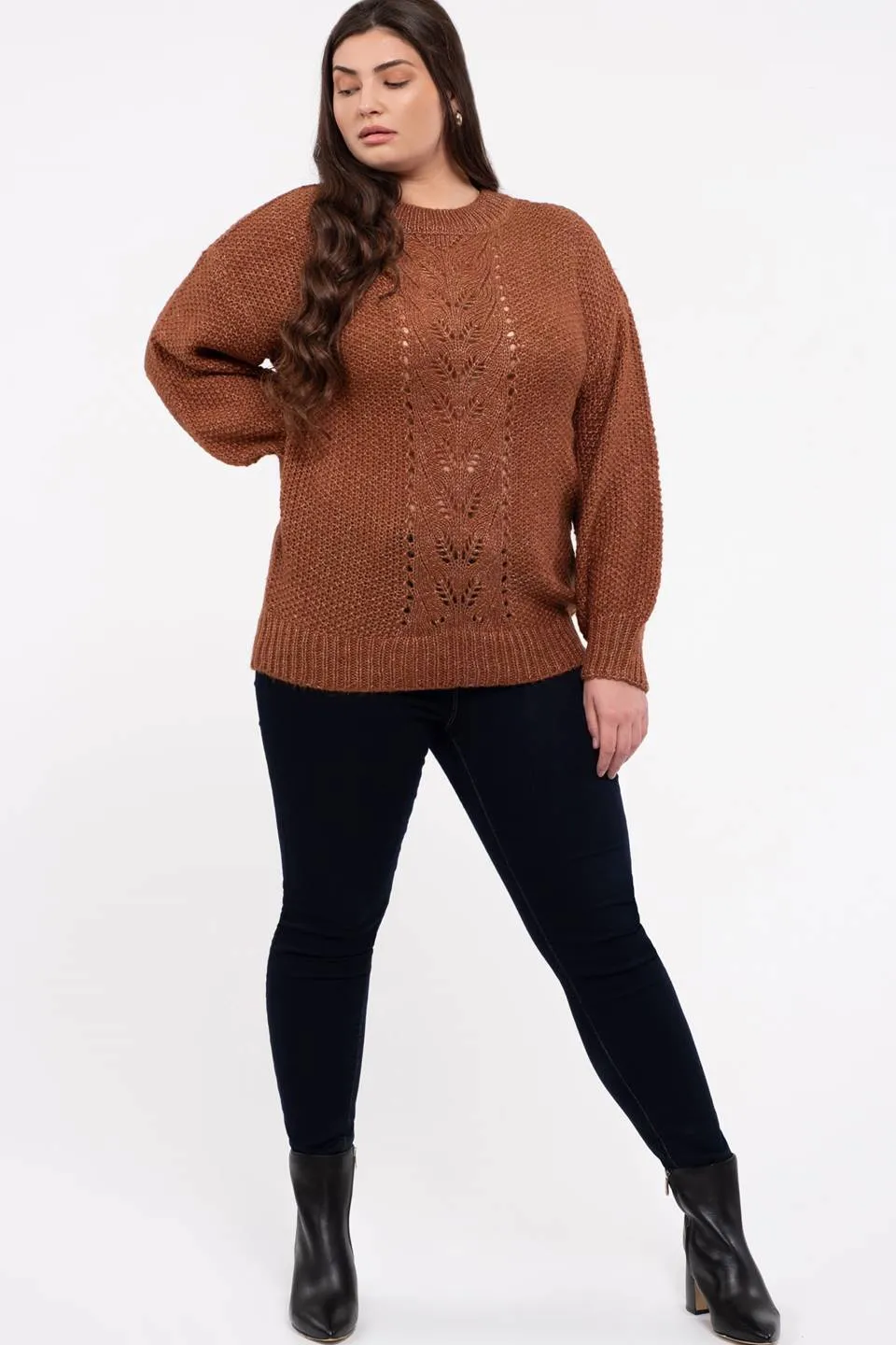 PLUS CABLE KNIT SWEATER