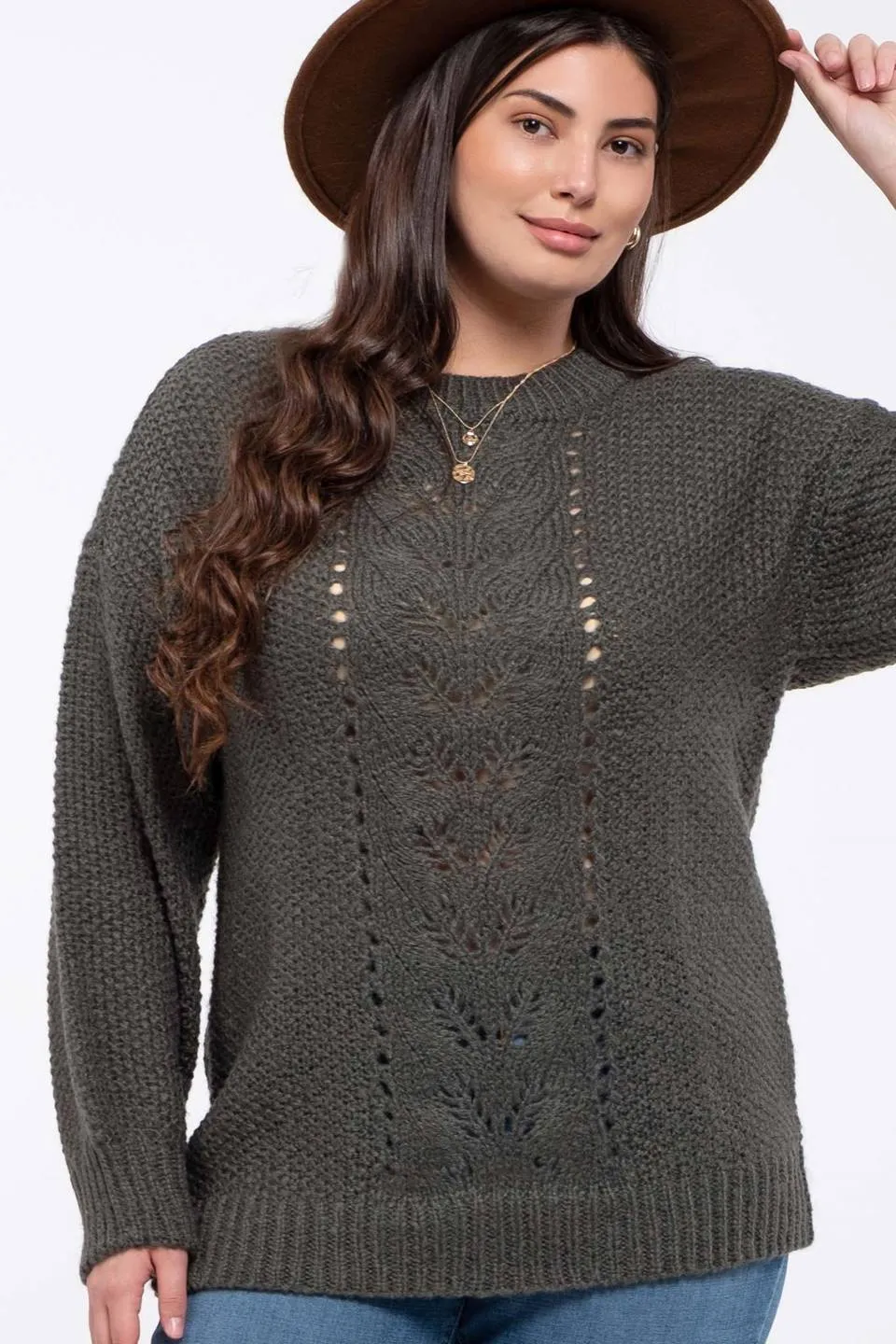 PLUS CABLE KNIT SWEATER