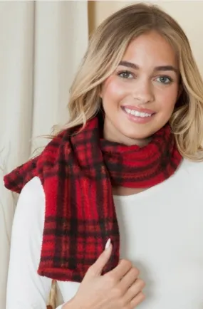 Red Plaid Fleece Scarf - #5872