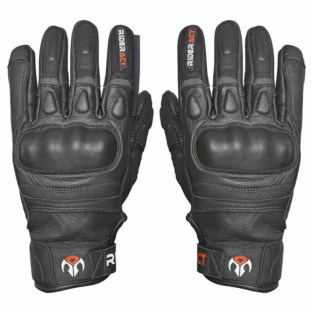 RIDERACT® Men Leather Moto Gloves SB2-Pro Riding Gloves