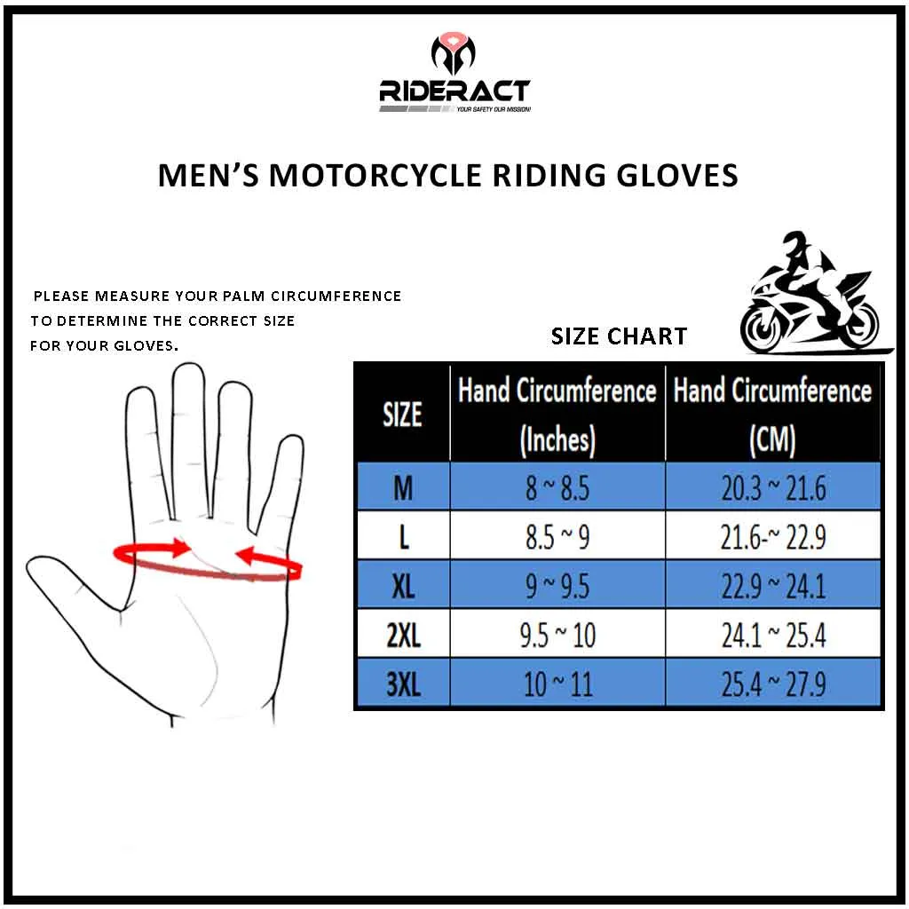 RIDERACT® Men Leather Moto Gloves SB2-Pro Riding Gloves