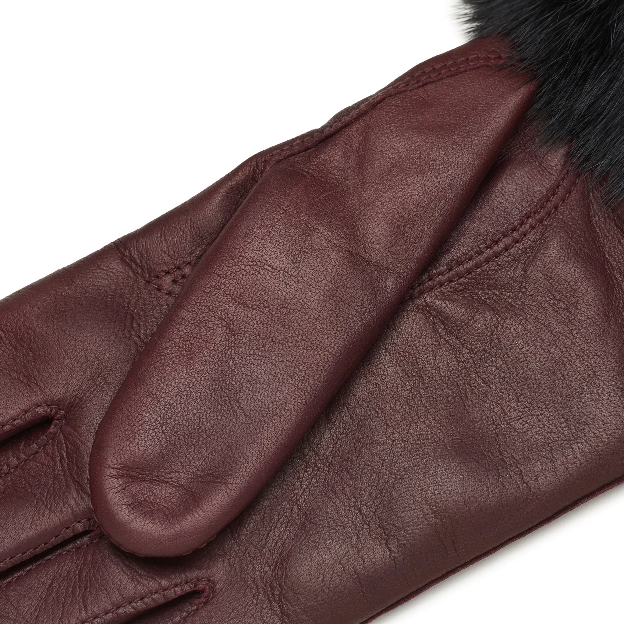 Velence Aubergine Leather Gloves