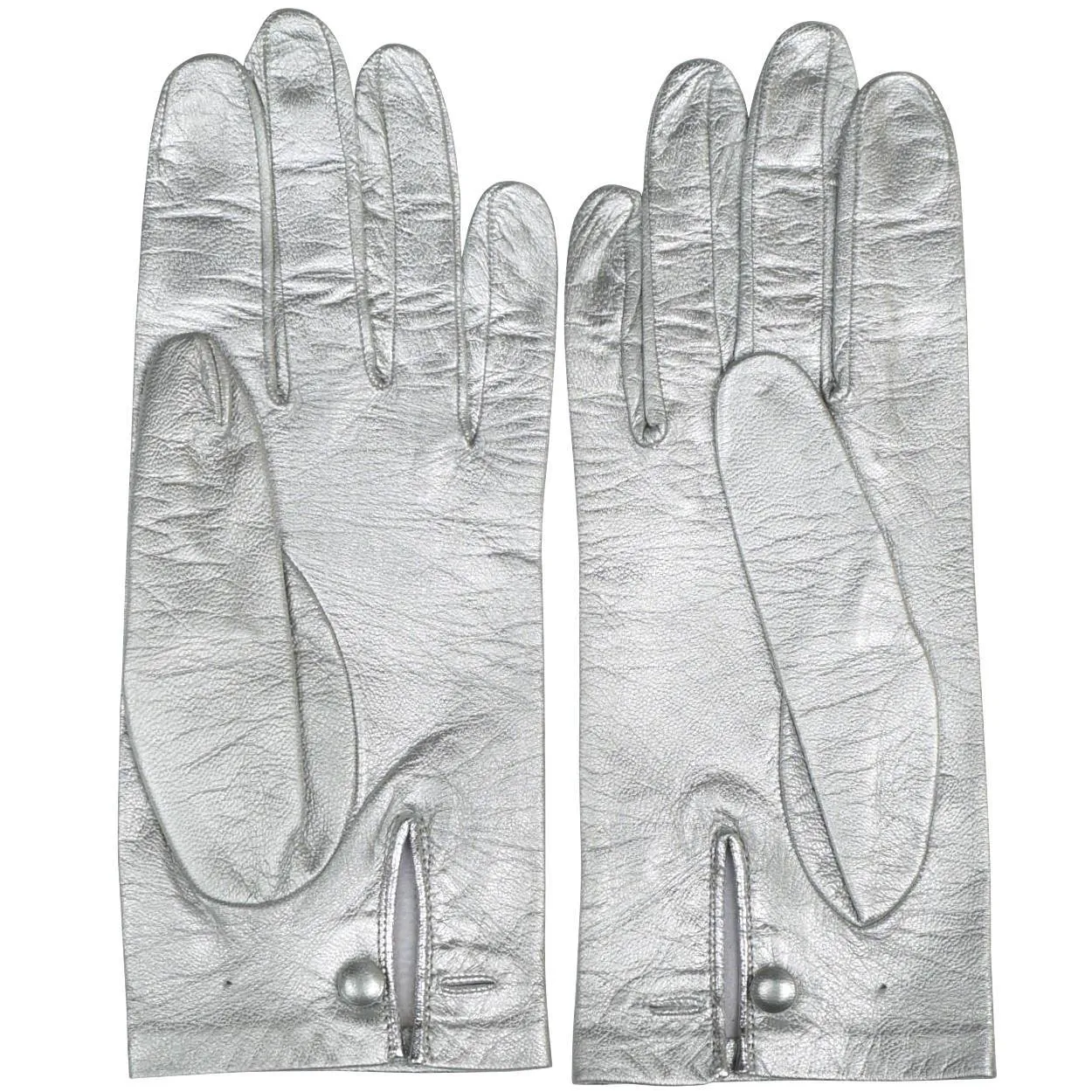 Vintage 1960s Italian Silver Leather Gloves Unused Ladies Size 6.5