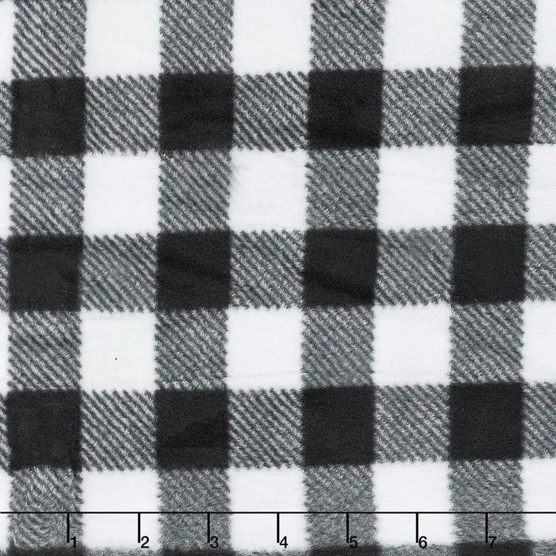 Winterfleece Prints Plaids and Checks - Buffalo Plaid B/W Fleece Yardage