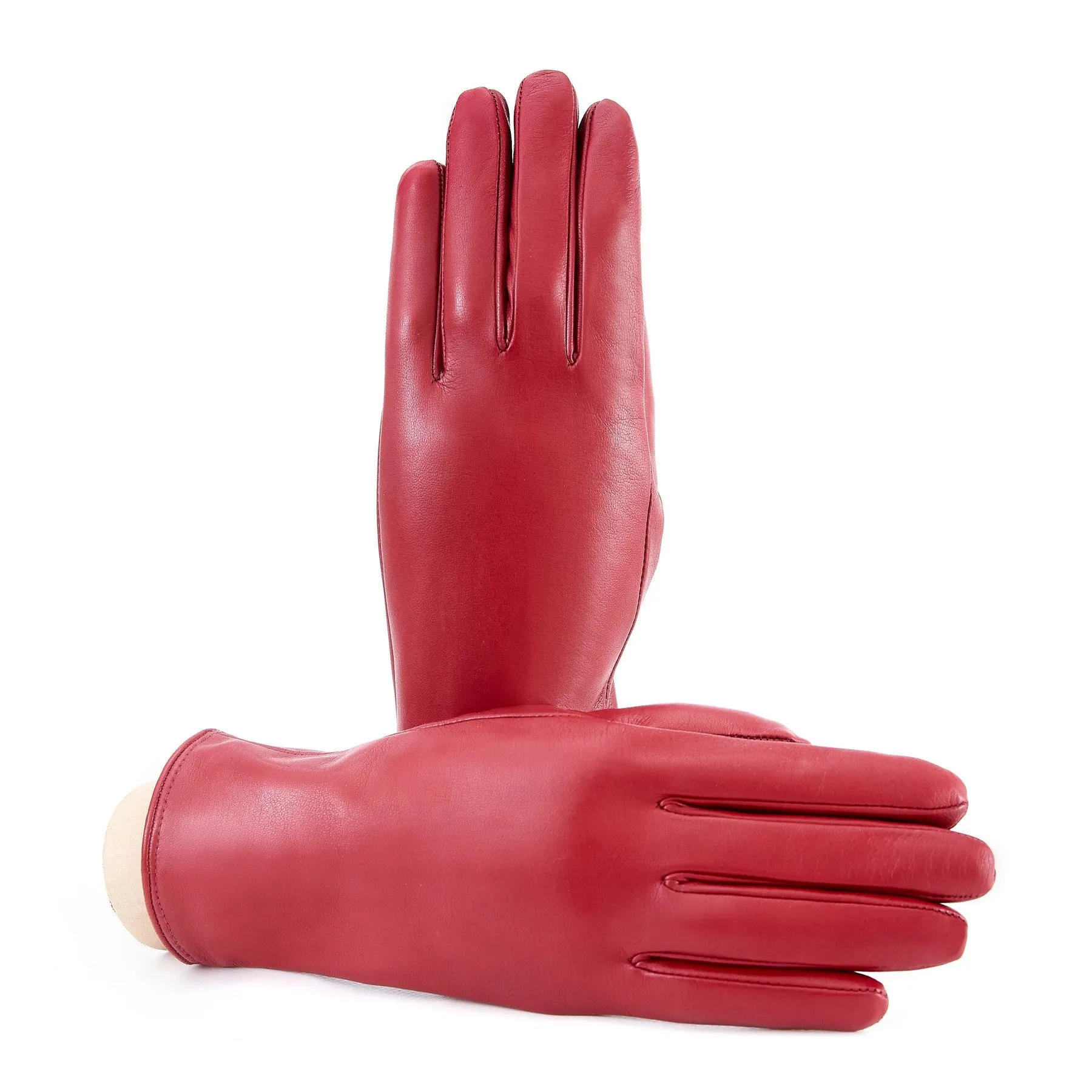 Women’s basic soft nappa leather gloves with palm opening and cashmere lining