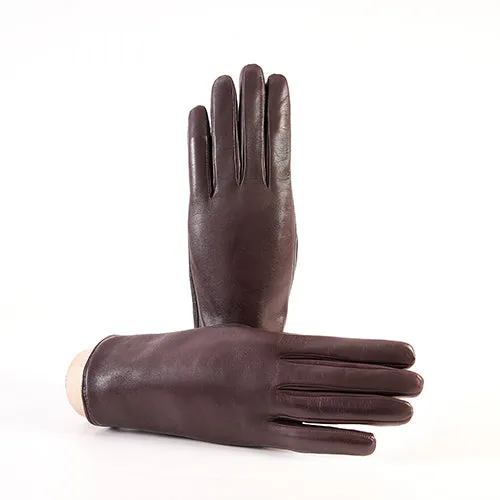 Women’s basic soft nappa touchscreen leather gloves with palm opening and cashmere lining